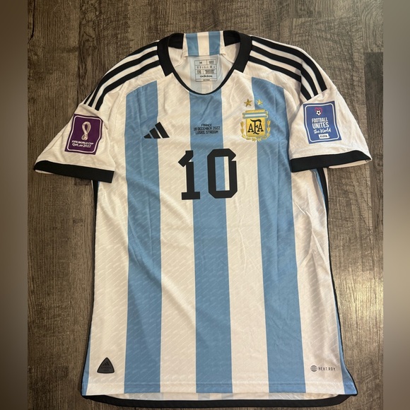 Leo Messi Argentina Adidas Authentic 2022 World Cup Final Jersey Size M HF2157